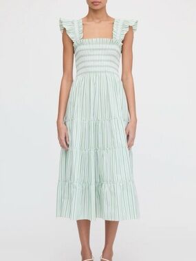 Hill House Midi Dress in Mint Green Stripe